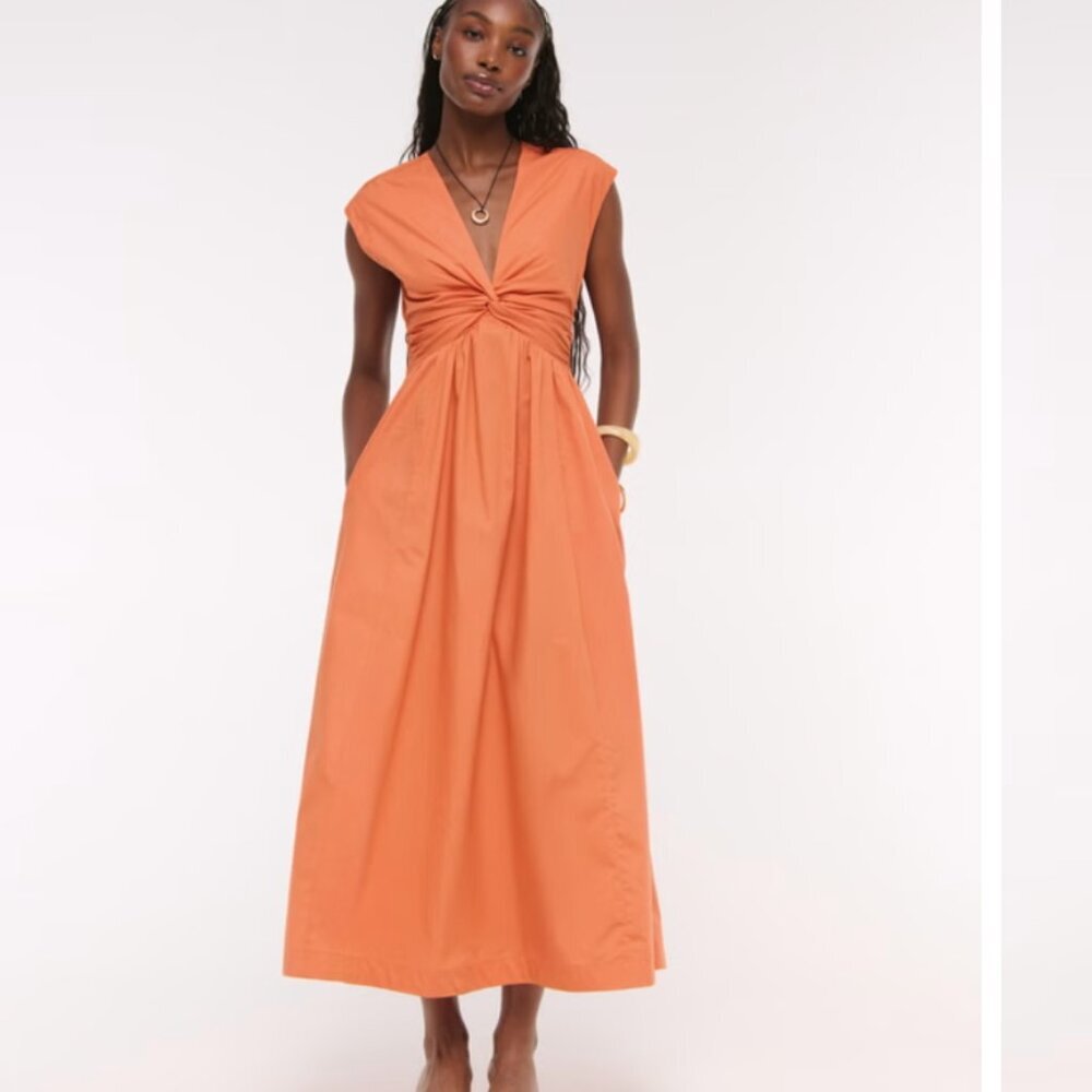 Abercrombie & Fitch Orange Twist-Front Maxi Dress